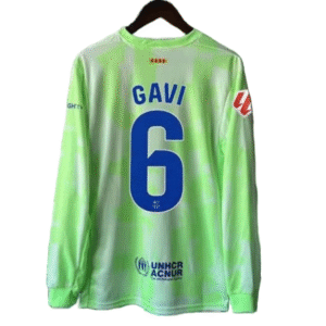 2024-25 Barcelona GAVI #6 LEWANDOWSKI #9 Long Sleeve Third Away Soccer Jersey Without Spofity Text